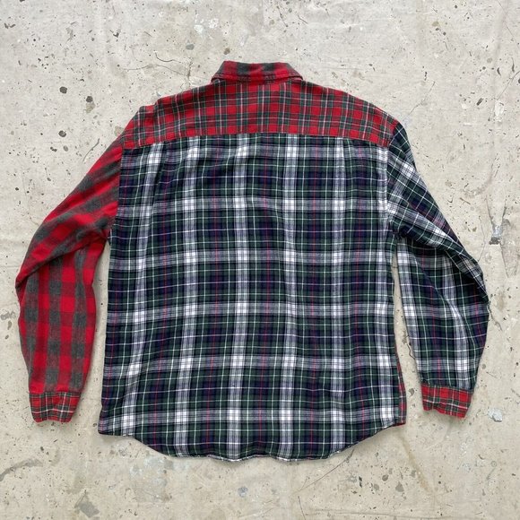 Vintage 90’s L.E.I. Patchwork Cotton Plaid Button Up Shirt Men’s Medium - Picture 2 of 7